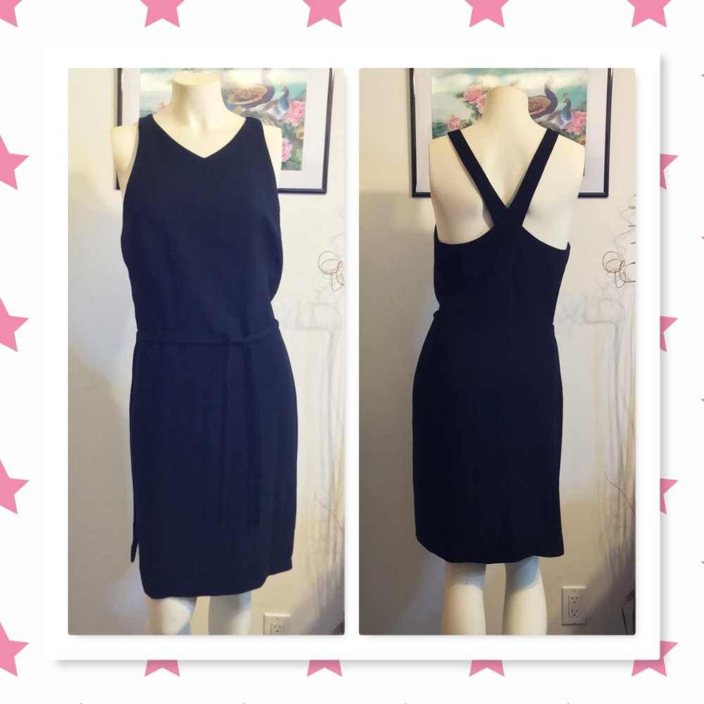 ANN TAYLOR BLACK SLEEVEES CROSS BACK SHEATHS DRESS